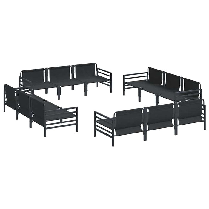 Set de canapele pentru grădină cu pernă 12 pcs Negru Oțel - WALTI WALTI