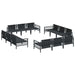 Set de canapele pentru grădină cu pernă 12 pcs Negru Oțel - WALTI WALTI