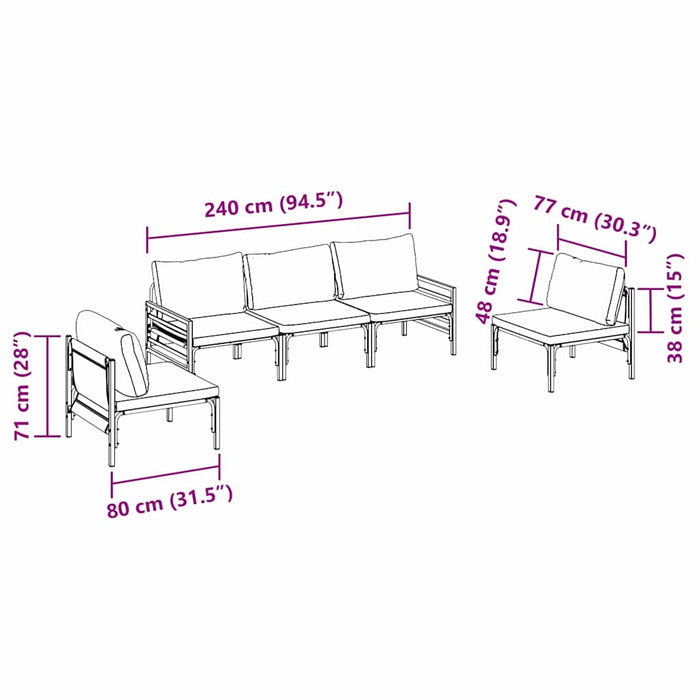 Set de canapele pentru grădină 5 pcs Antracit Oțel - WALTI WALTI