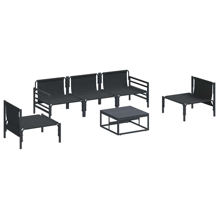 Set de canapele pentru grădină cu pernă 6 pcs Negru Oțel - WALTI WALTI