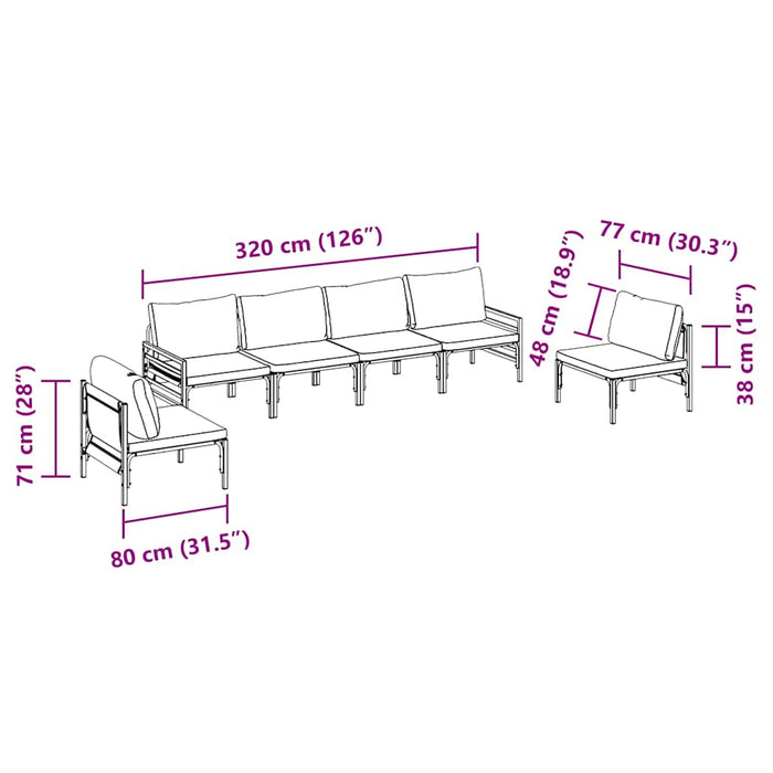 Set de canapele pentru grădină 6 pcs Antracit Oţel - WALTI WALTI