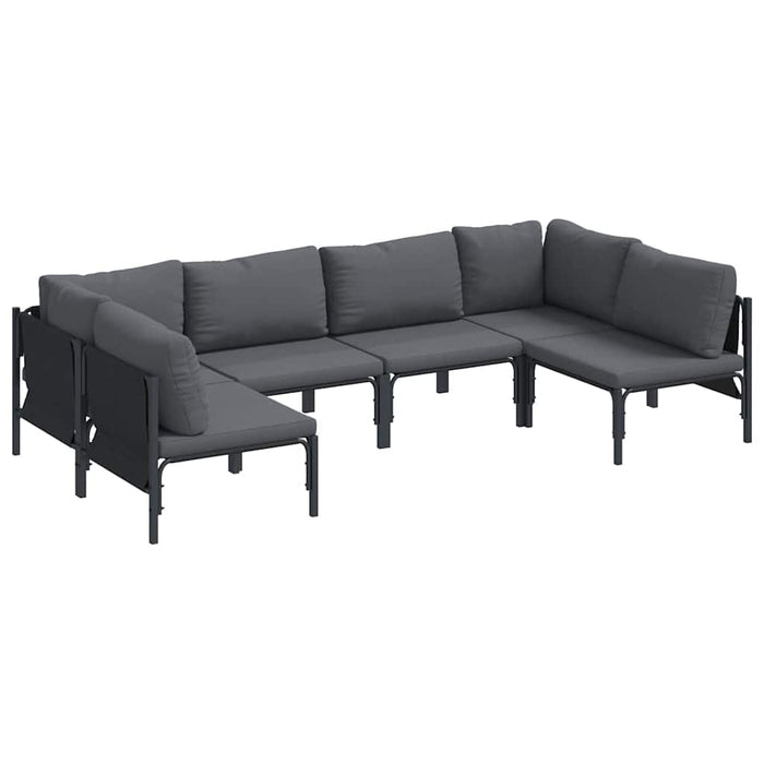 Set de canapele pentru grădină cu pernă 6 pcs Negru Oțel - WALTI WALTI