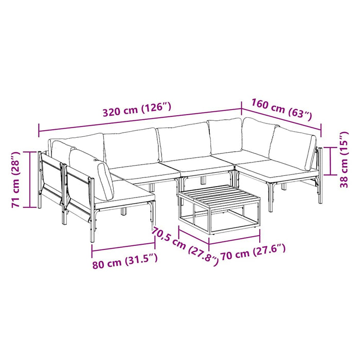 Set de canapele pentru grădină 7 pcs Antracit Oțel - WALTI WALTI