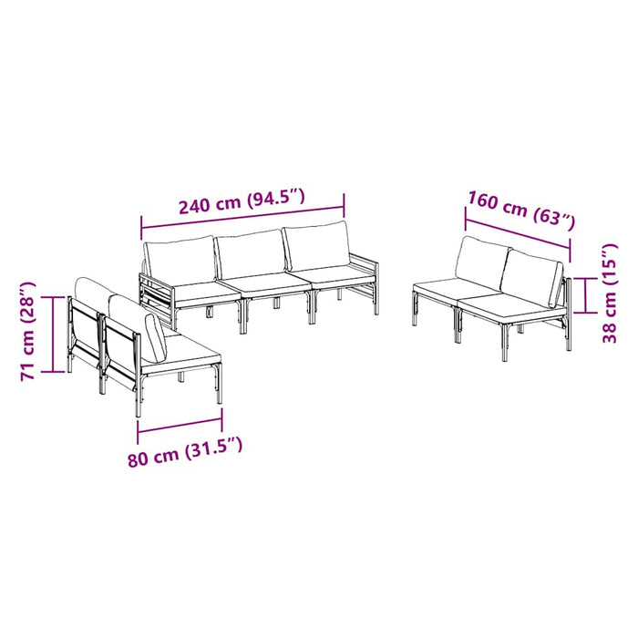 Set de canapele pentru grădină 7 pcs Antracit Oțel - WALTI WALTI