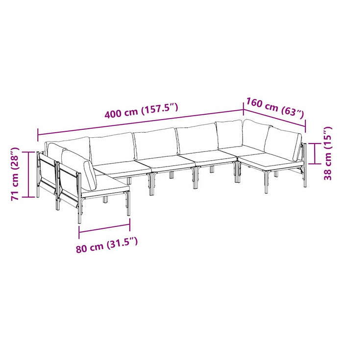 Set de canapele pentru grădină 7 pcs Antracit Oțel - WALTI WALTI