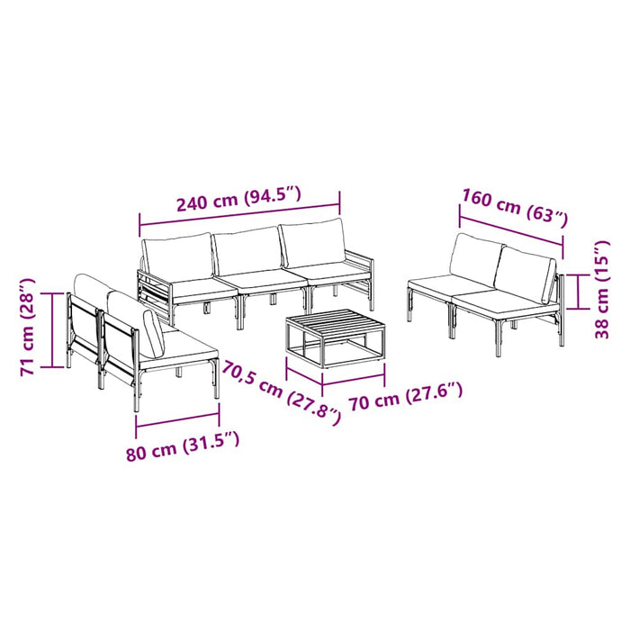 Set de canapele pentru grădină 8 pcs Antracit Oțel - WALTI WALTI