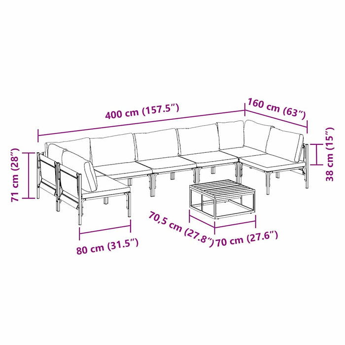 Set de canapele pentru grădină 8 pcs Antracit Oțel - WALTI WALTI