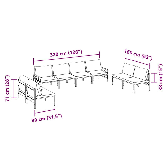 Set de canapele pentru grădină 8 pcs Antracit Oțel - WALTI WALTI