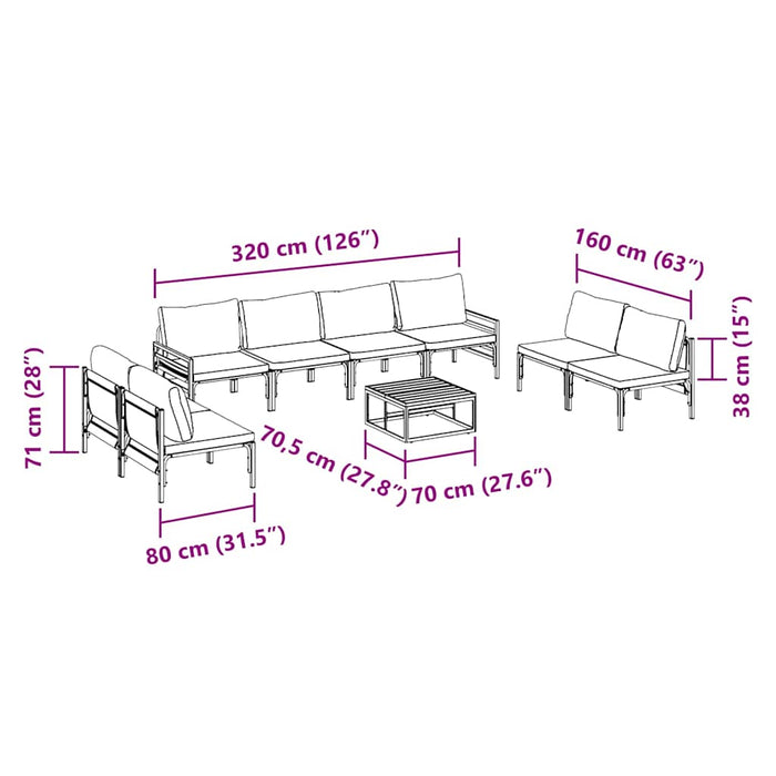 Set de canapele pentru grădină 9 pcs Antracit Oțel - WALTI WALTI