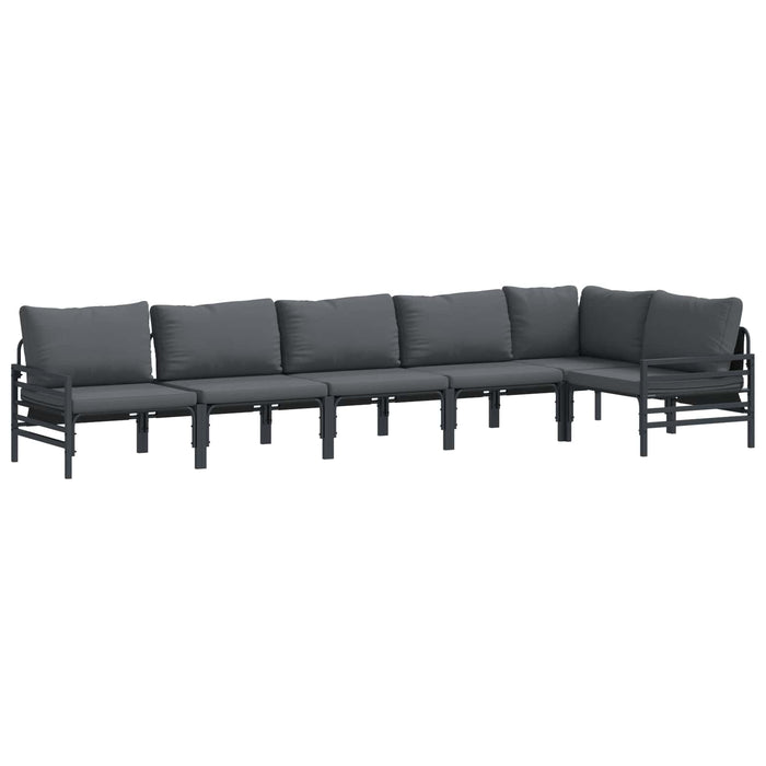 Set de canapele pentru grădină cu pernă 6 pcs Negru Oțel - WALTI WALTI