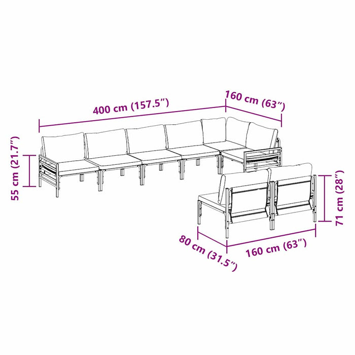 Set de canapele pentru grădină 8 pcs Antracit Oțel - WALTI WALTI