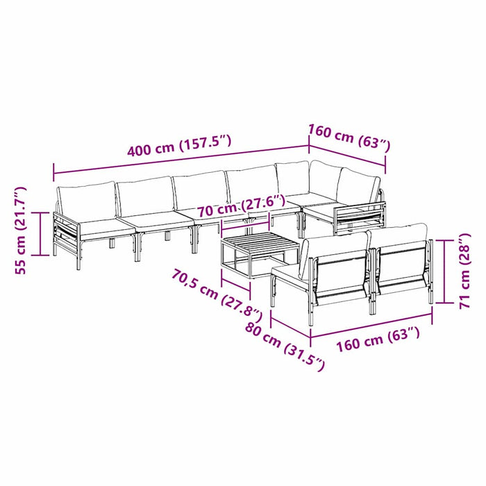 Set de canapele pentru grădină 9 pcs Antracit Oțel - WALTI WALTI