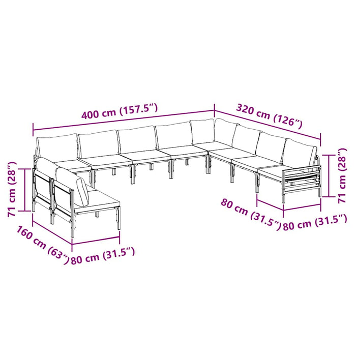 Set de canapele pentru grădină 10 pcs Antracit Oțel - WALTI WALTI