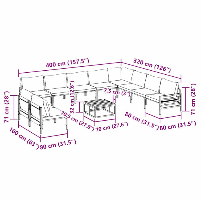 Set de canapele pentru grădină 11 pcs Antracit Oțel - WALTI WALTI