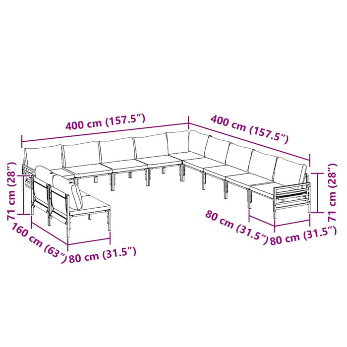 Set de canapele pentru grădină 11 pcs Antracit Oțel - WALTI WALTI