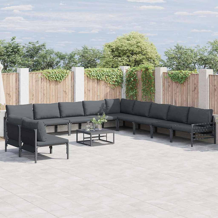 Set de canapele pentru grădină cu pernă 12 pcs Negru Oțel - WALTI WALTI