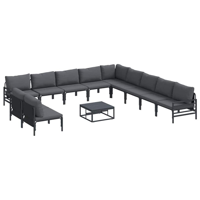 Set de canapele pentru grădină cu pernă 12 pcs Negru Oțel - WALTI WALTI