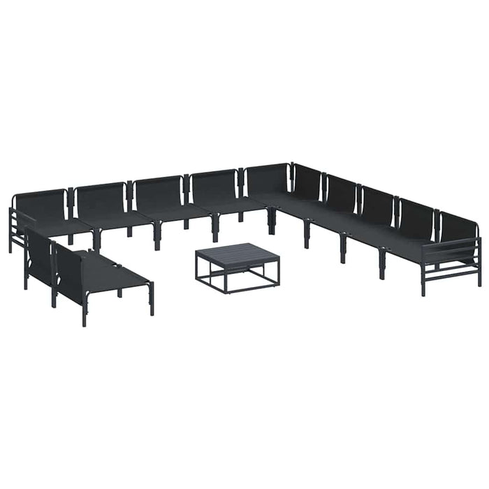 Set de canapele pentru grădină cu pernă 12 pcs Negru Oțel - WALTI WALTI