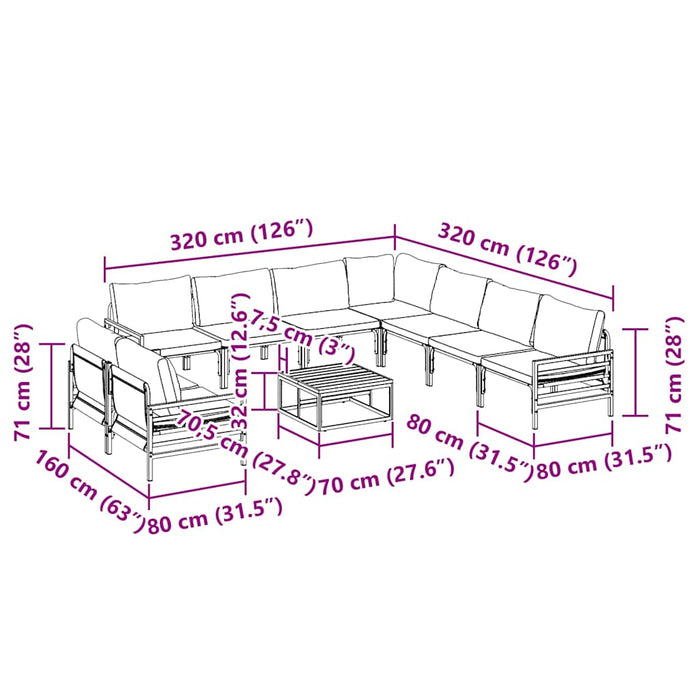 Set de canapele pentru grădină 10 pcs Antracit Oțel - WALTI WALTI
