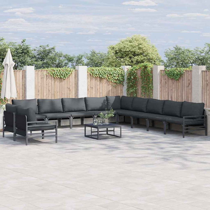 Set de canapele pentru grădină cu pernă 11 pcs Antracit Oţel - WALTI WALTI