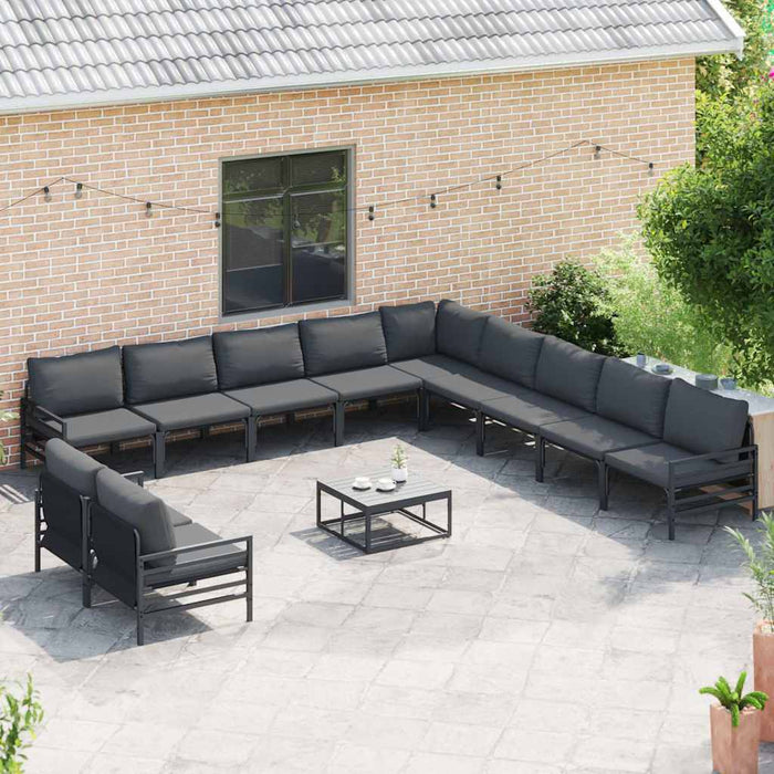 Set de canapele pentru grădină cu pernă 11 pcs Antracit Oţel - WALTI WALTI