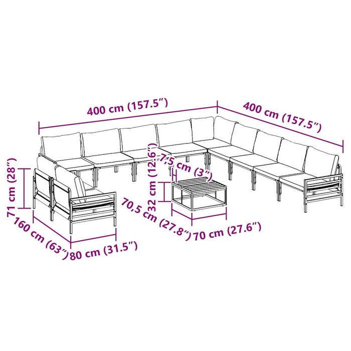 Set de canapele pentru grădină 12 pcs Antracit Oţel - WALTI WALTI