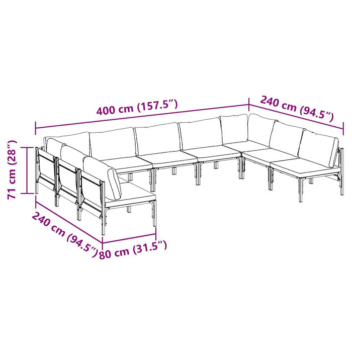 Set de canapele pentru grădină 9 pcs Antracit Oțel - WALTI WALTI