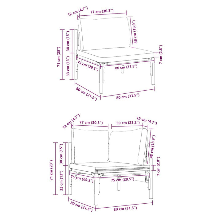 Set de canapele pentru grădină 9 pcs Antracit Oțel - WALTI WALTI