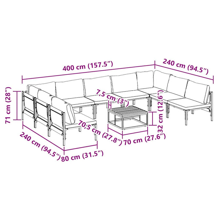 Set de canapele pentru grădină 10 pcs Antracit Oțel - WALTI WALTI