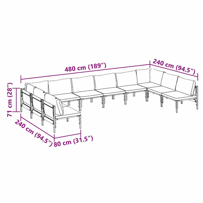 Set de canapele pentru grădină 10 pcs Antracit Oțel - WALTI WALTI
