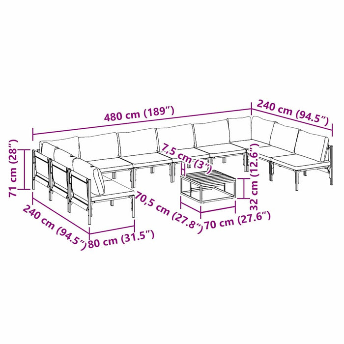 Set de canapele pentru grădină 11 pcs Antracit Oțel - WALTI WALTI