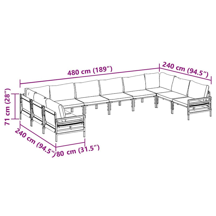 Set de canapele pentru grădină 10 pcs Antracit Oțel - WALTI WALTI