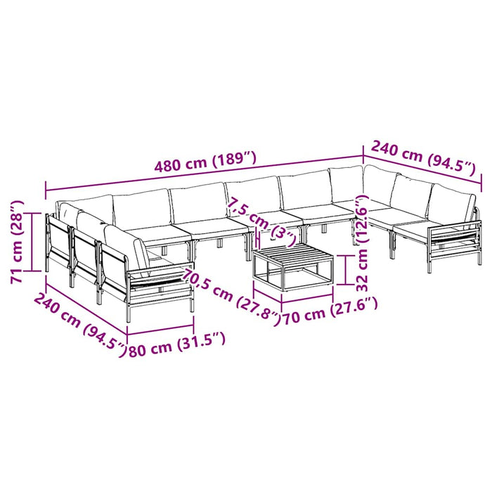 Set de canapele pentru grădină 11 pcs Antracit Oțel - WALTI WALTI
