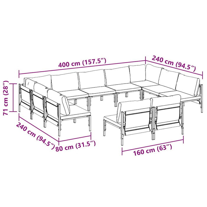 Set de canapele pentru grădină 11 pcs Antracit Oțel - WALTI WALTI