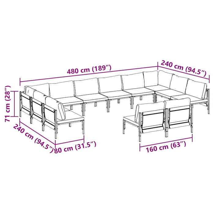 Set de canapele pentru grădină 12 pcs Antracit Oţel - WALTI WALTI