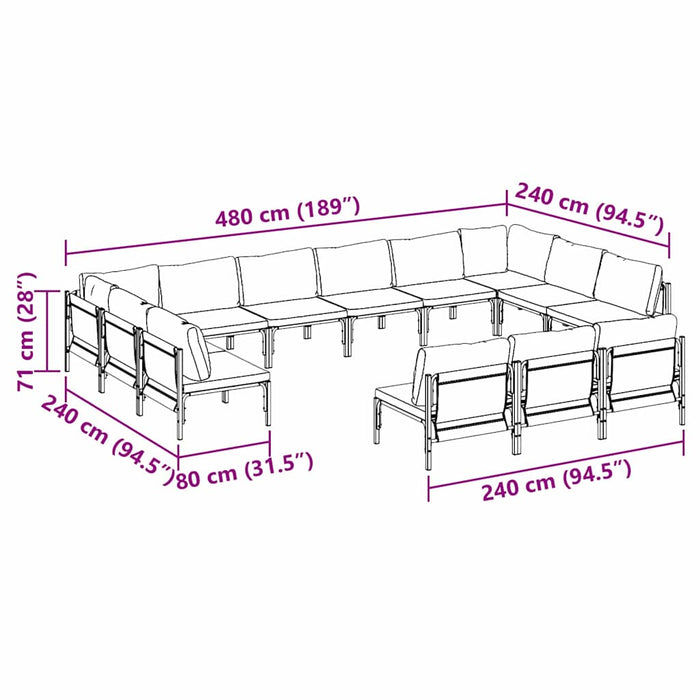 Set de canapele pentru grădină 13 pcs Antracit Oțel - WALTI WALTI