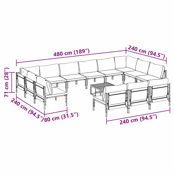 Set de canapele pentru grădină 14 pcs Antracit Oțel - WALTI WALTI