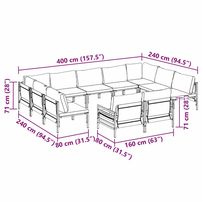 Set de canapele pentru grădină 11 pcs Antracit Oțel - WALTI WALTI