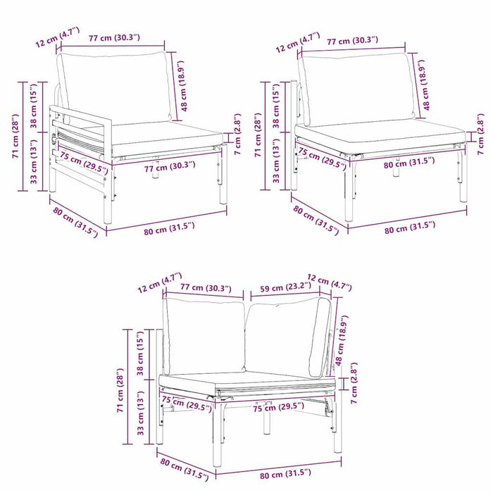 Set de canapele pentru grădină 11 pcs Antracit Oțel - WALTI WALTI