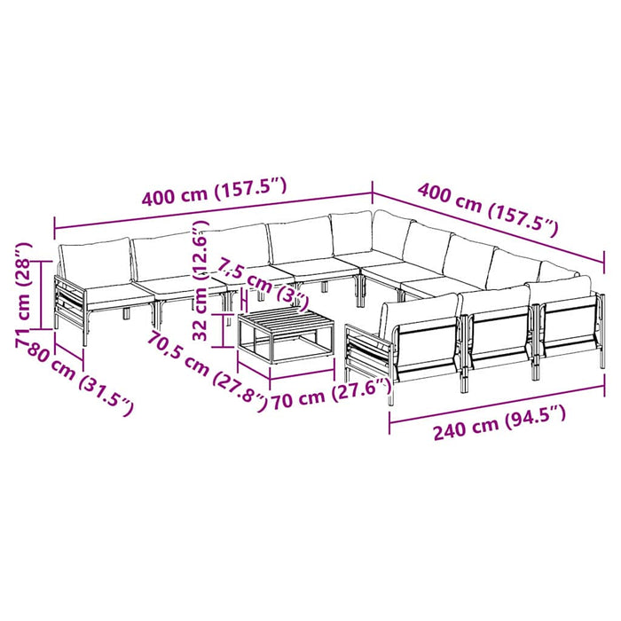 Set de canapele pentru grădină 12 pcs Antracit Oțel - WALTI WALTI