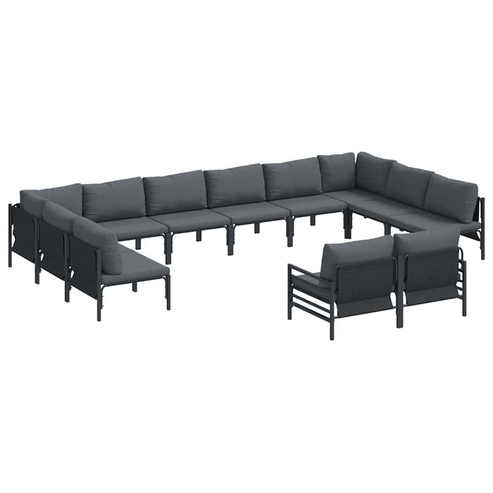 Set de canapele pentru grădină 12 pcs Antracit Oțel - WALTI WALTI