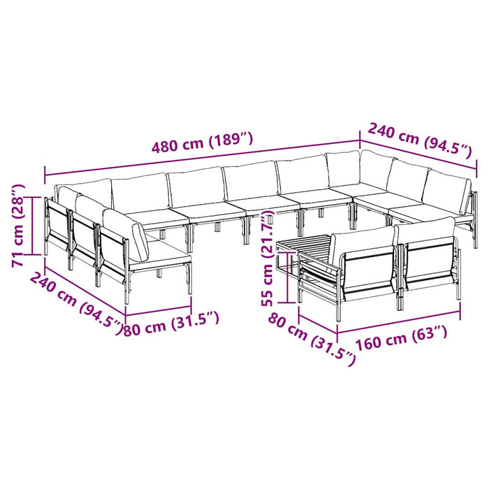 Set de canapele pentru grădină 13 pcs Antracit Oțel - WALTI WALTI