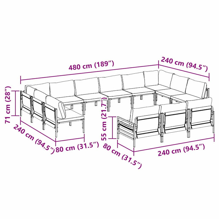 Set de canapele pentru grădină 13 pcs Antracit Oțel - WALTI WALTI