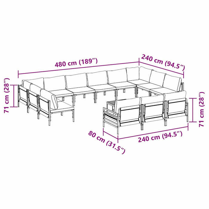 Set de canapele pentru grădină 14 pcs Antracit Oțel - WALTI WALTI