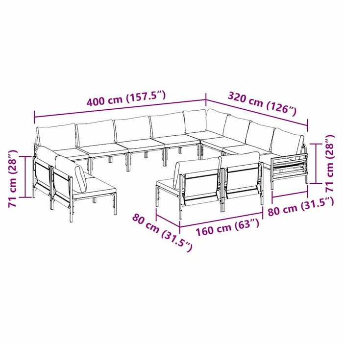 Set de canapele pentru grădină 12 pcs Antracit Oțel - WALTI WALTI