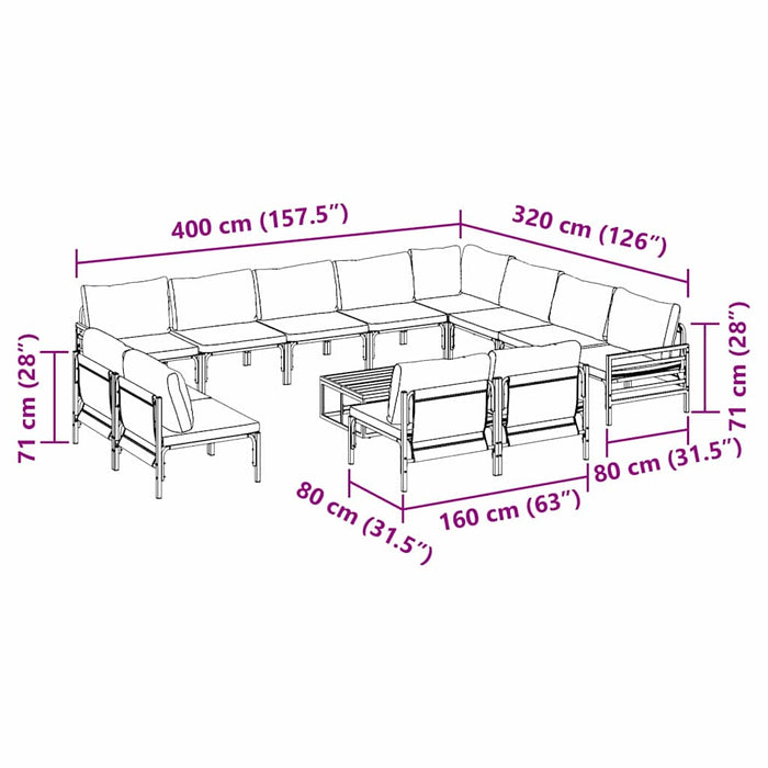 Set de canapele pentru grădină 13 pcs Antracit Oțel - WALTI WALTI
