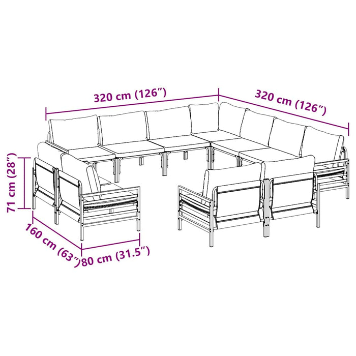 Set de canapele pentru grădină 11 pcs Antracit Oțel - WALTI WALTI