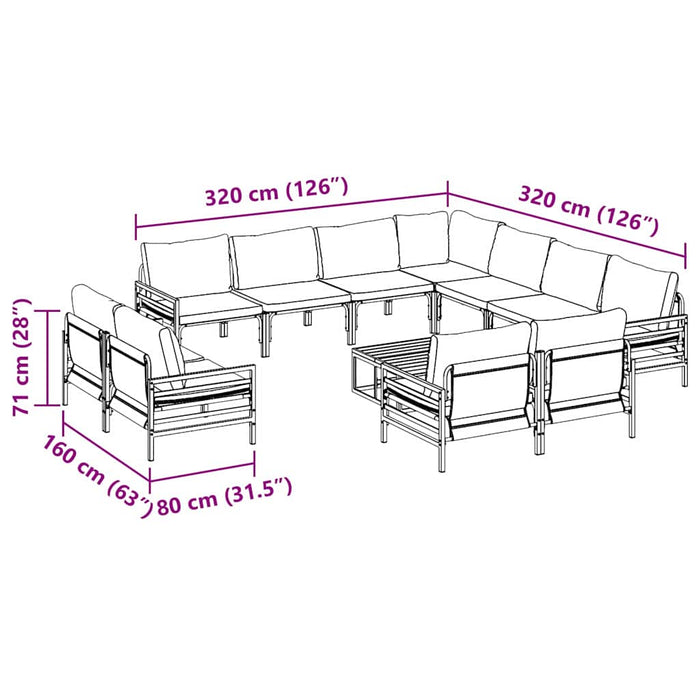 Set de canapele pentru grădină 12 pcs Antracit Oțel - WALTI WALTI