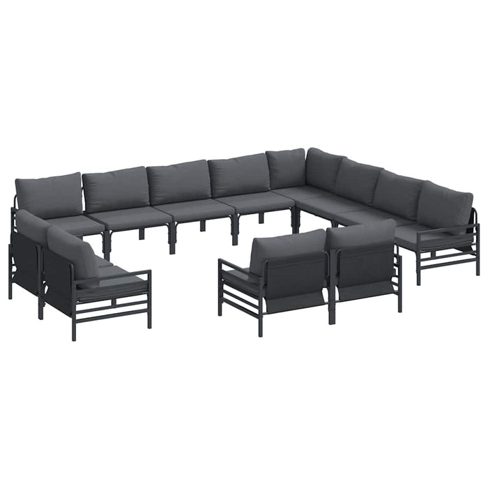Set de canapele pentru grădină cu pernă 12 pcs Negru Oțel - WALTI WALTI