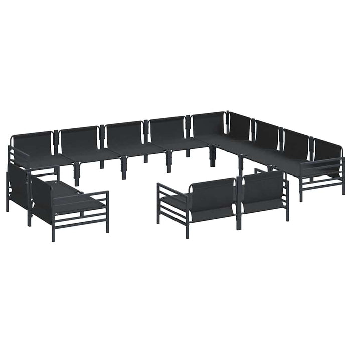 Set de canapele pentru grădină cu pernă 12 pcs Negru Oțel - WALTI WALTI